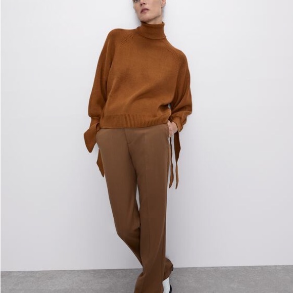 ZARA KNIT SWEATER WITH TIED CUFFS size small - Picture 2 of 3